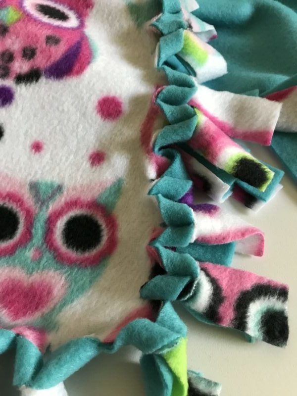 Another Double Fleece Blanket with owls on one side by Janet