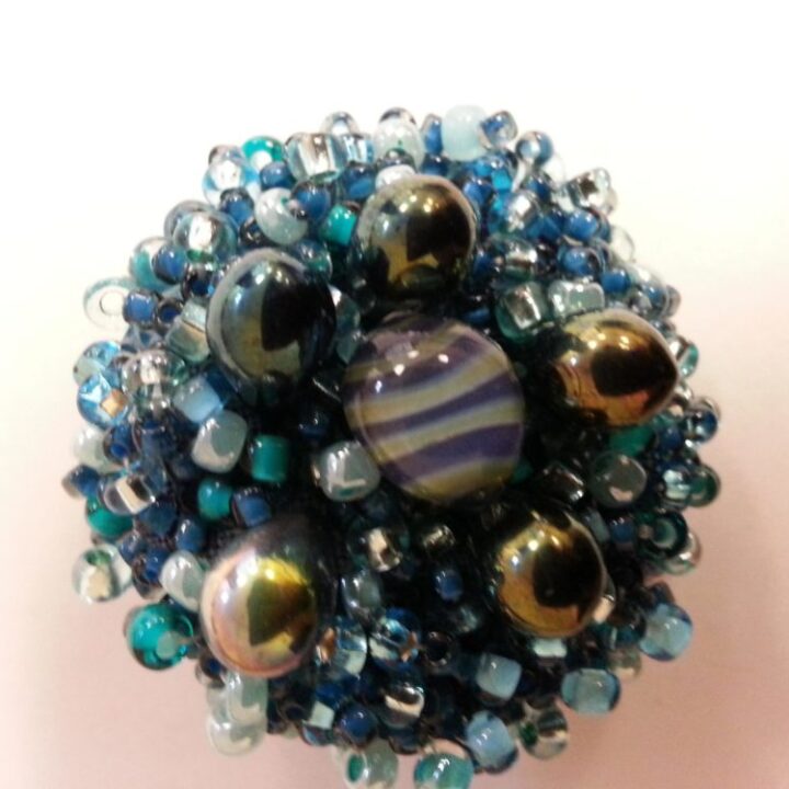 blue beaded button