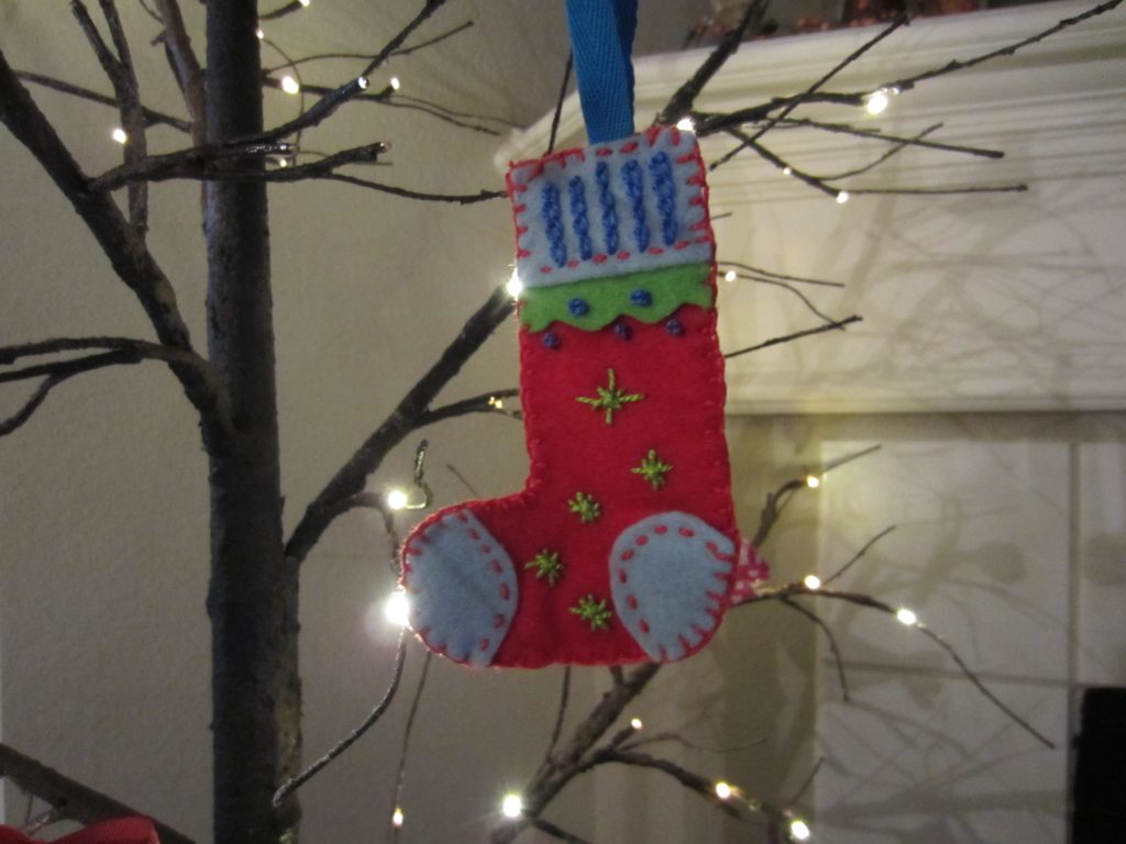 Finished stocking retro ornaments