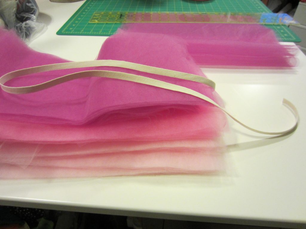 Elastic and tulle ready to put together the tutu