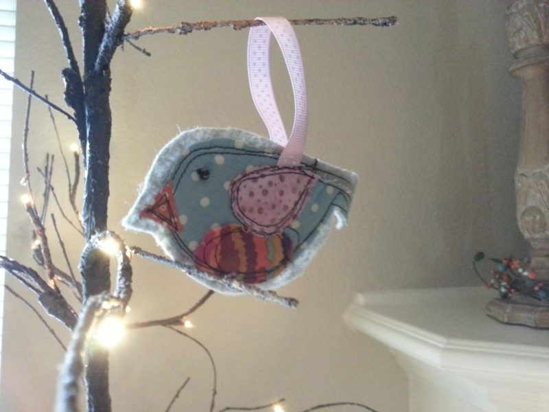 Scrappy Thread Sketch Bird Ornament I