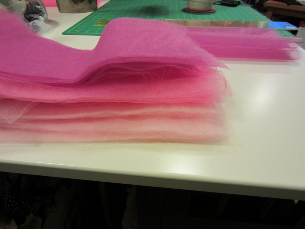 Showing the layers and the variety of colors used to make the tutu