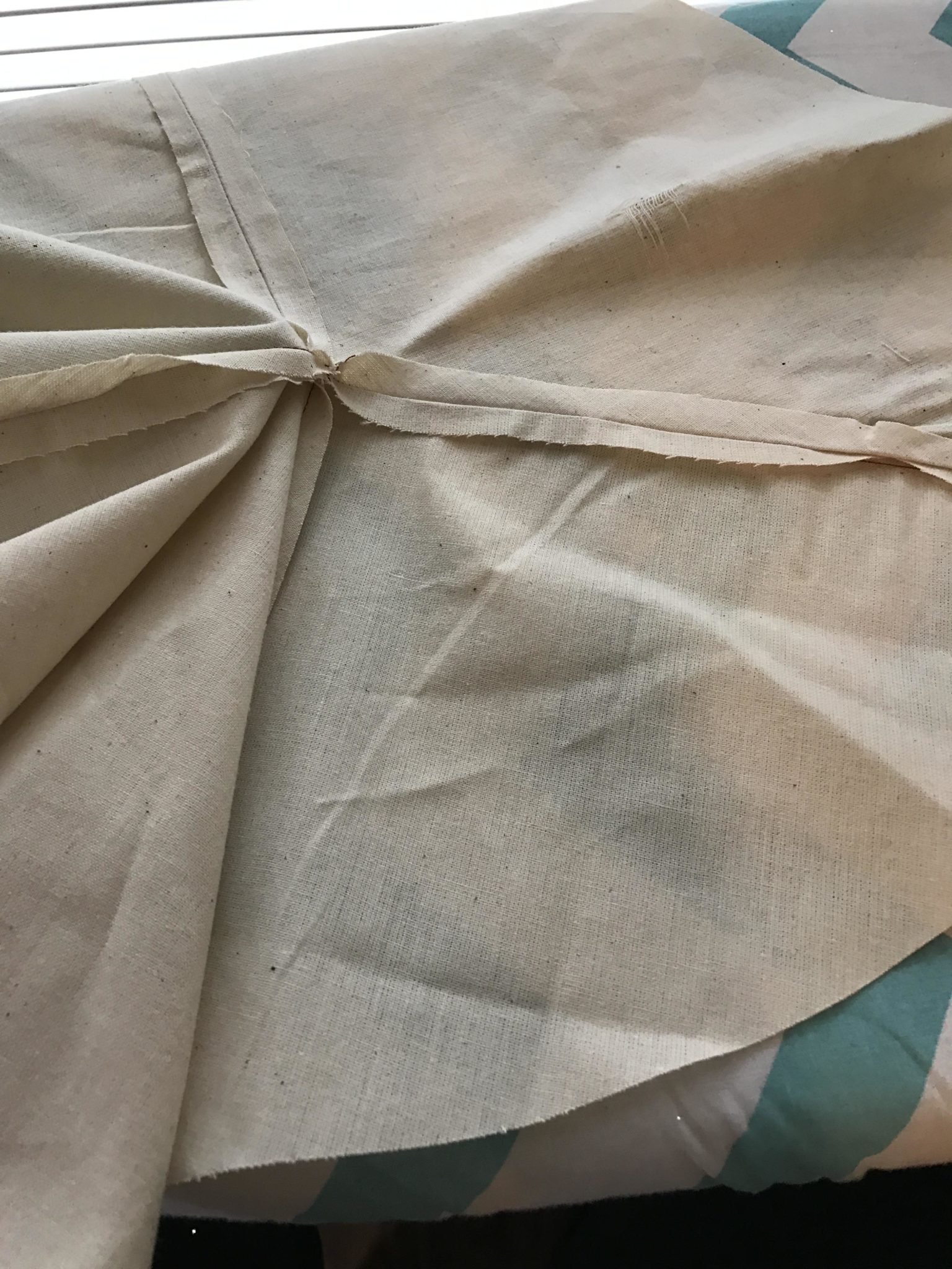 The muslin sewn together for the top of the hat