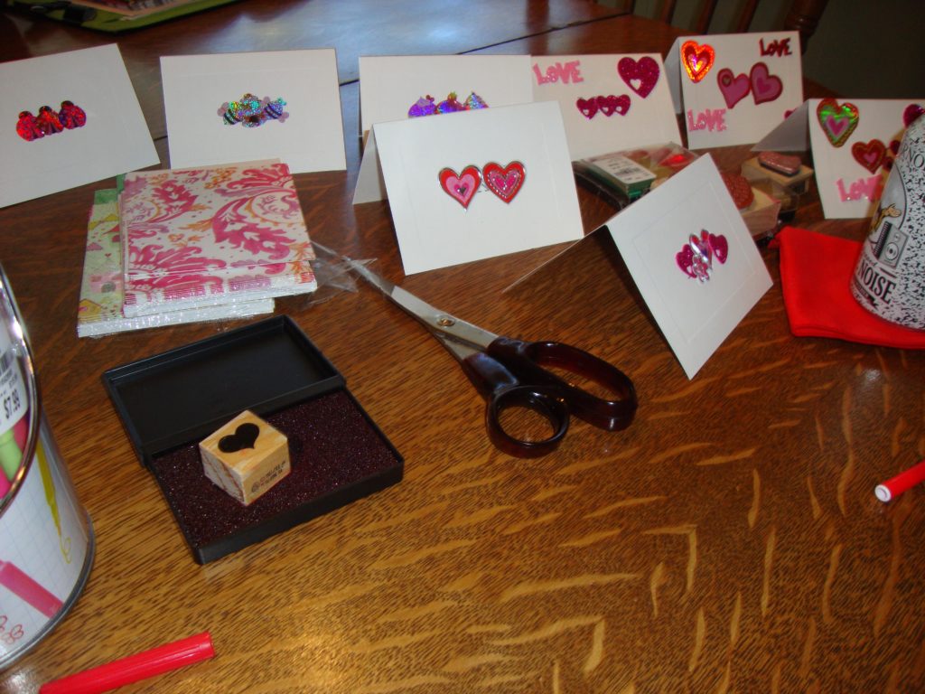A whole bundle of Valentine Cards made with Leftovers and Dollar Store Stickers