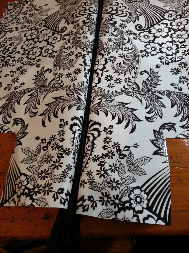 Zipper in place on the lunch bag