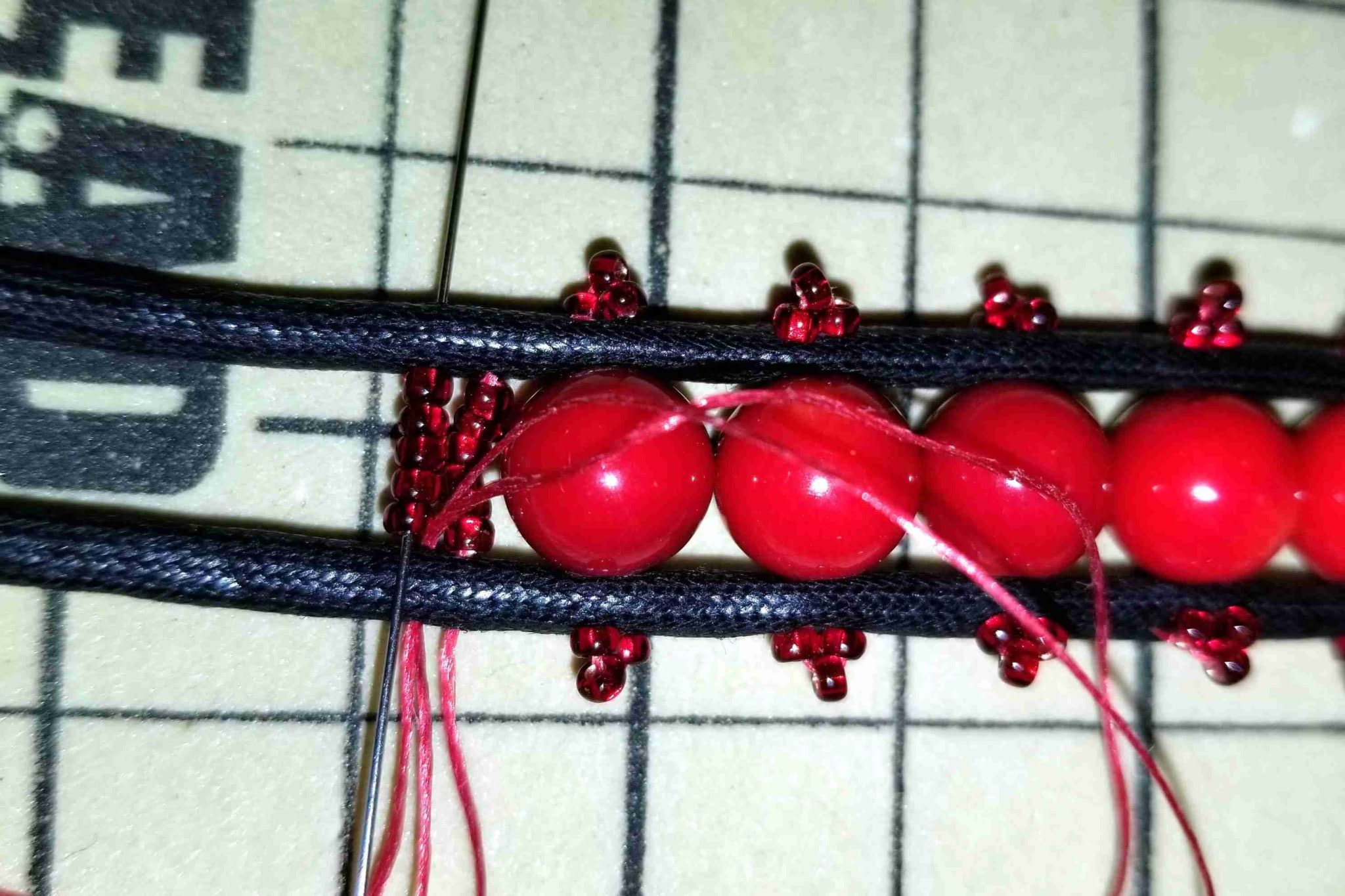 Sewn Gemstone Bracelets add decreasing seed bead rows