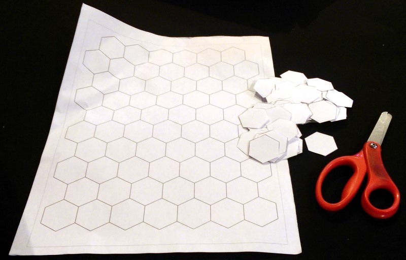 cutting paper hexagon pieces