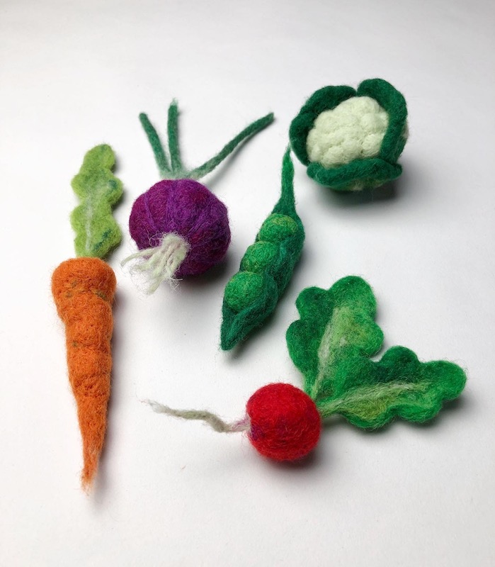 Needle felted vegetables