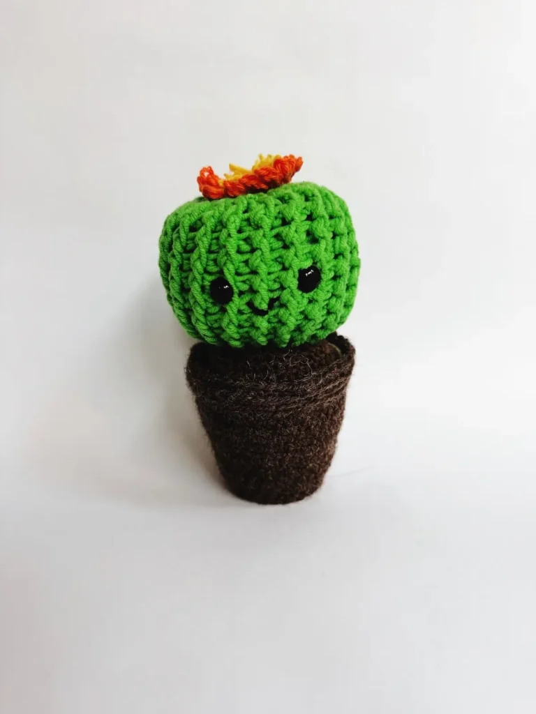 Ball cactus crocheted by Emma Varnam
