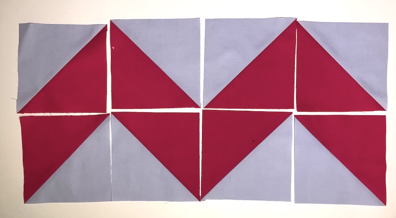 Half Square Triangles eight at a time layout 3