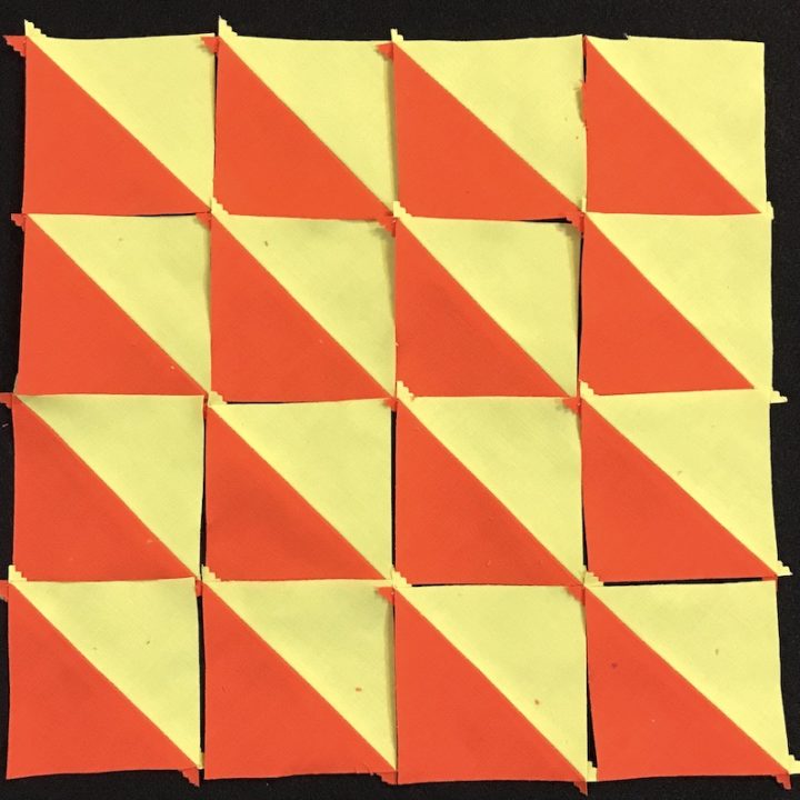 half square triangle from a jelly roll layout 1