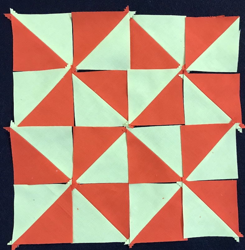 half square triangle from a jelly roll layout 2