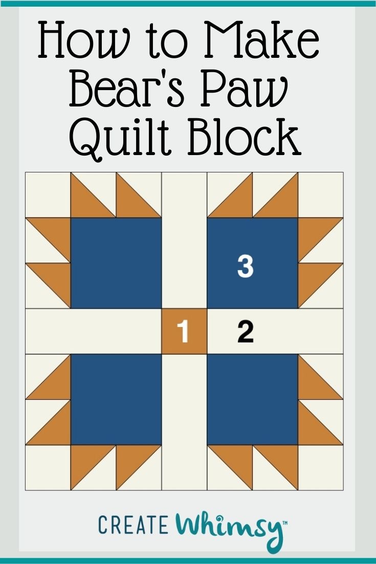 How to Make a Bear's Paw Quilt Block Three Sizes Create Whimsy