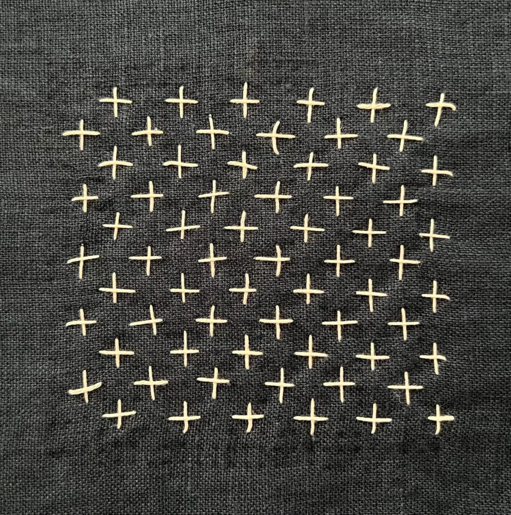 Sashiko Jujizashi 10 cross stitch finished
