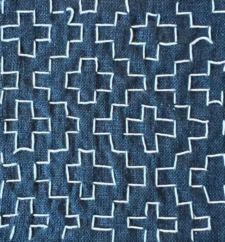 Sashiko Persimmon Flower Stitch finished