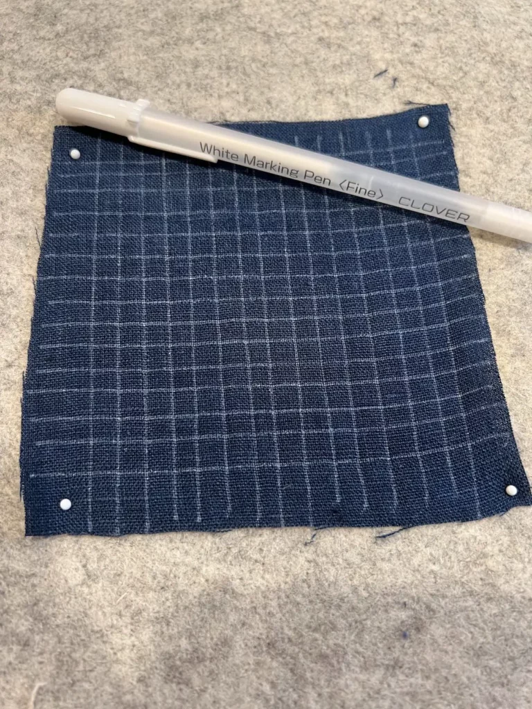 Sashiko grid lines with ruler complete