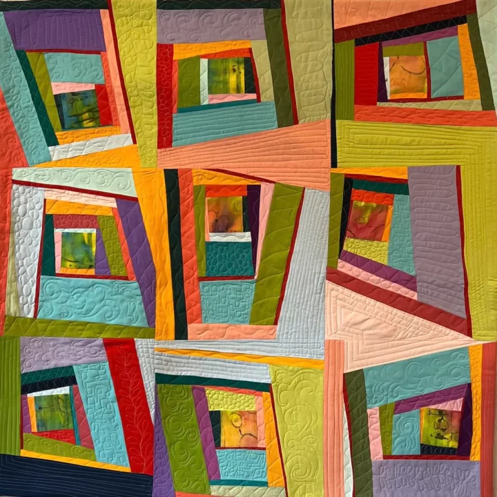 Wonky Log cabin quilt finished