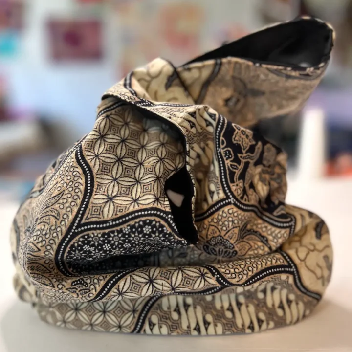 Japanese Knot bag small on print side finished 2