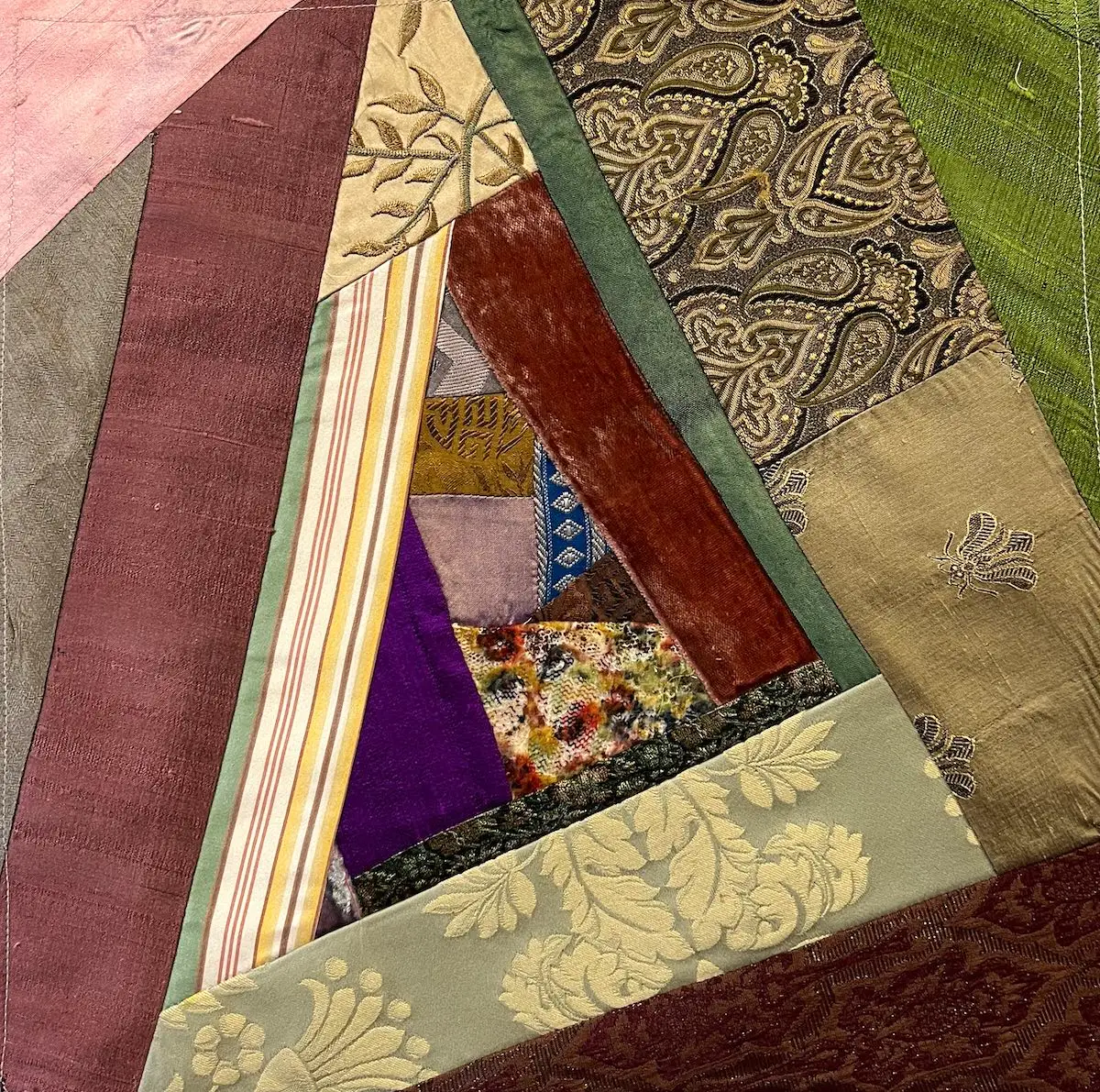 Crazy quilt block ready for stitching 2