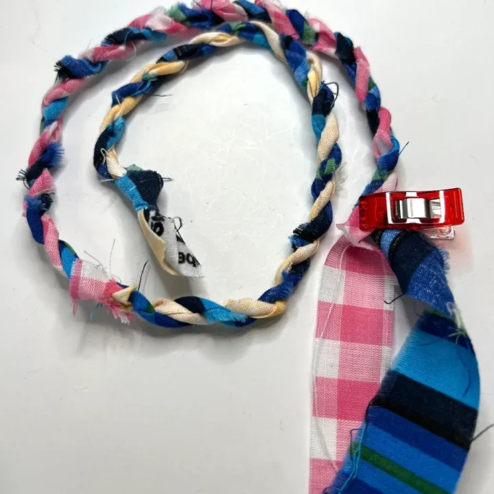 Fabric twine in progress and ready for more twisting