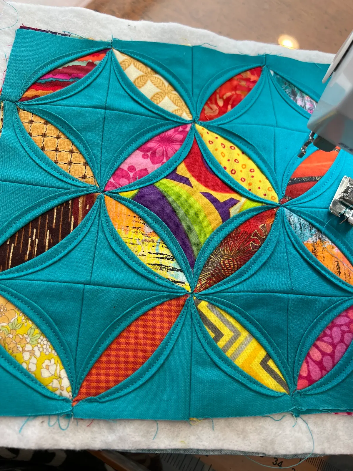 Easy Cathedral window quilt quilting completed