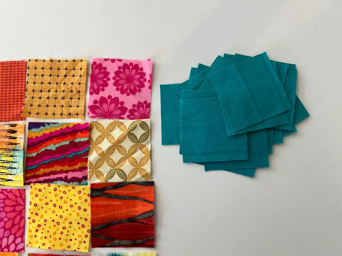 Easy Cathedral window quilt showing the windows and the window frames
