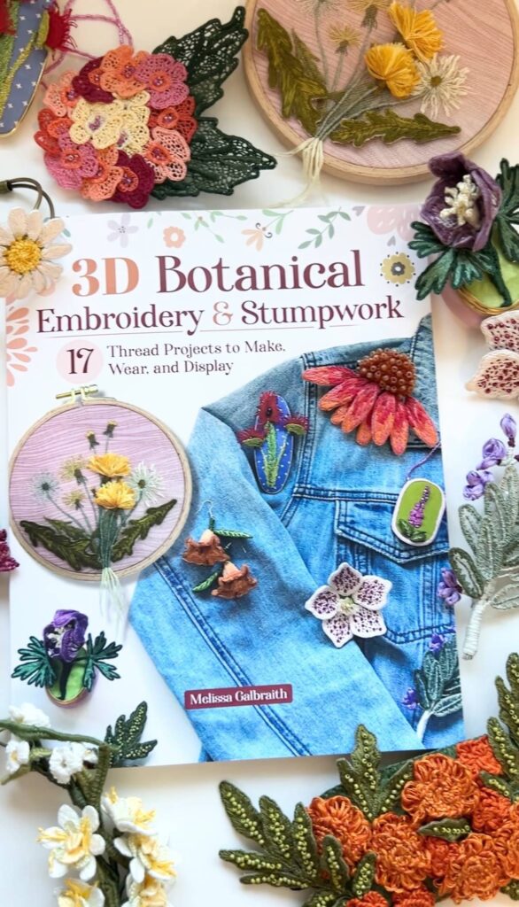 3D Botantical embroidery book cover by Melissa Galbreath