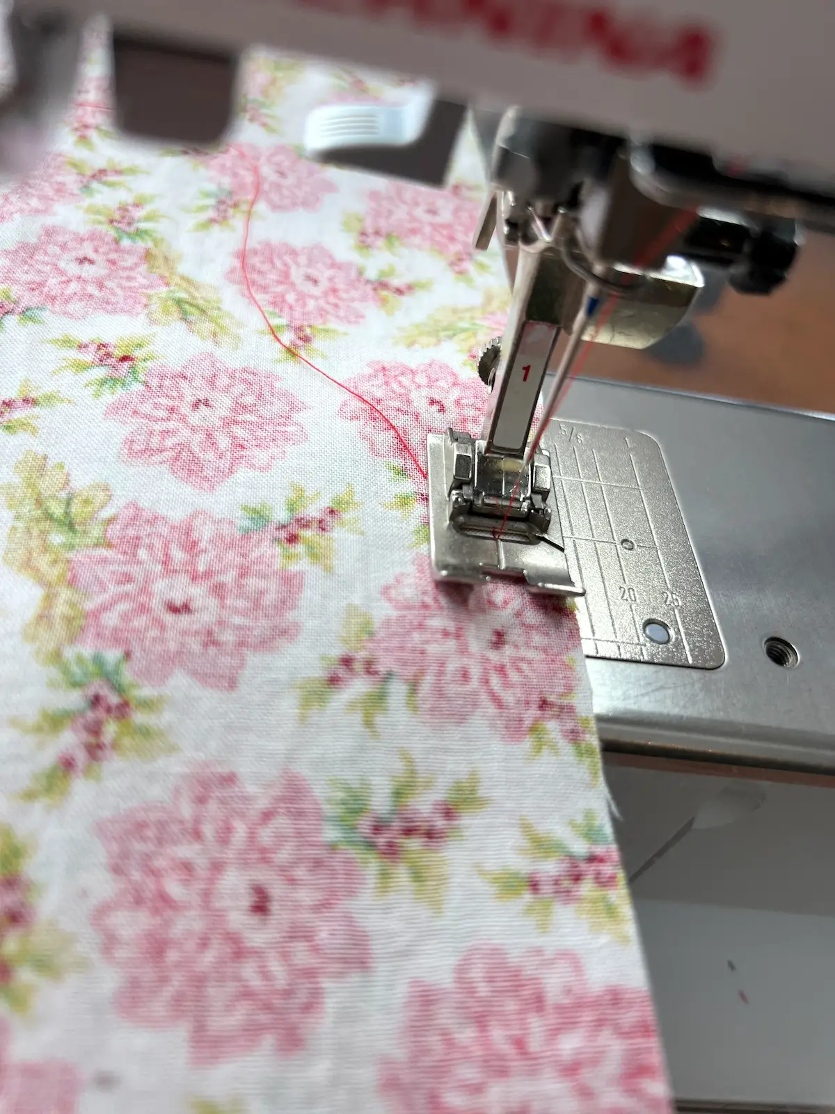 Start sewing in the middle of one of the sides to make a reversible napkin