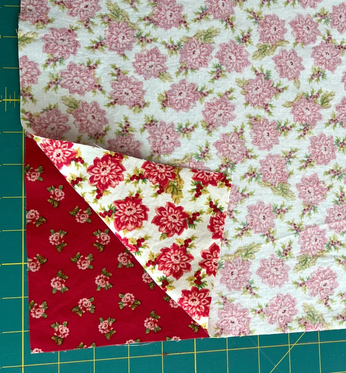 Place the two pieces of fabric right sides together to make a reversible napkin