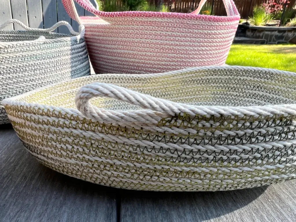 Closeup of oblong rope basket