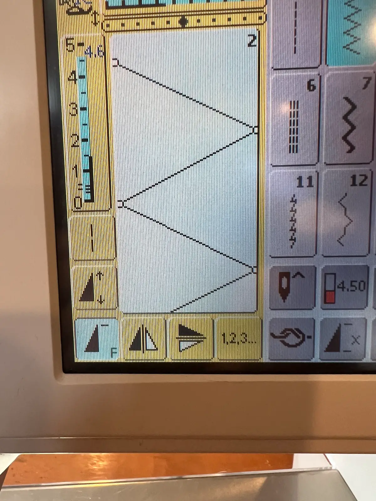 Set zigzag stitch so that it is wide and long and catches both ropes when stitching
