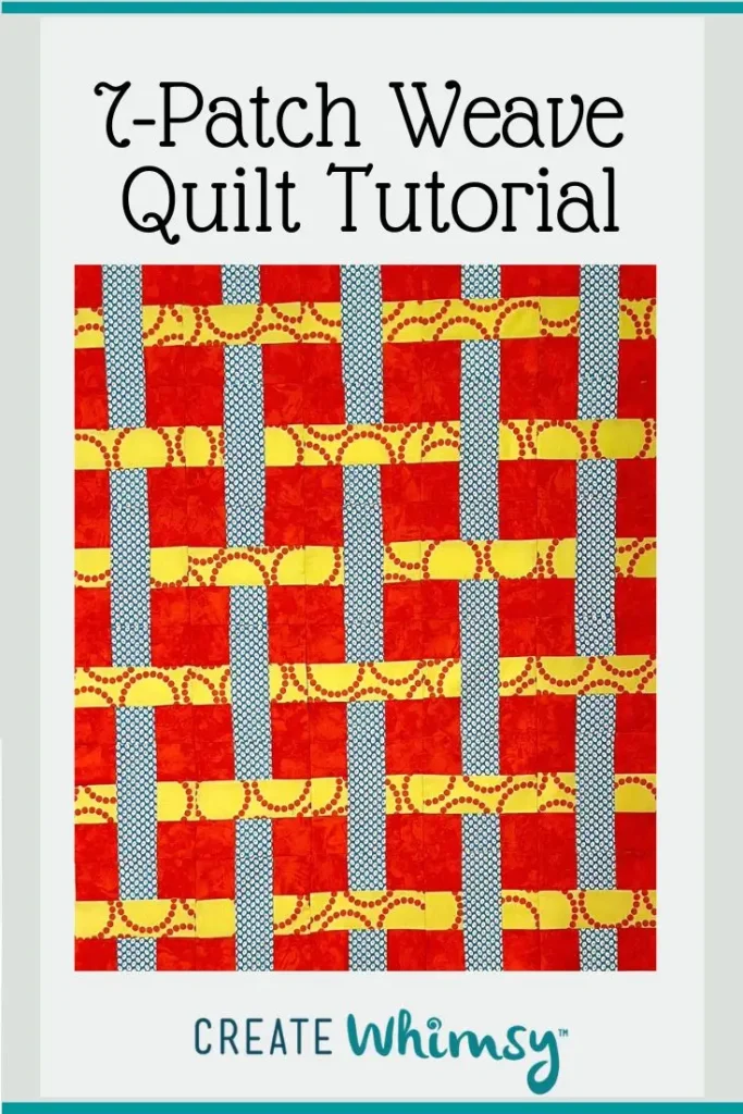 Pinterest image for the 7 patch weave quilt block