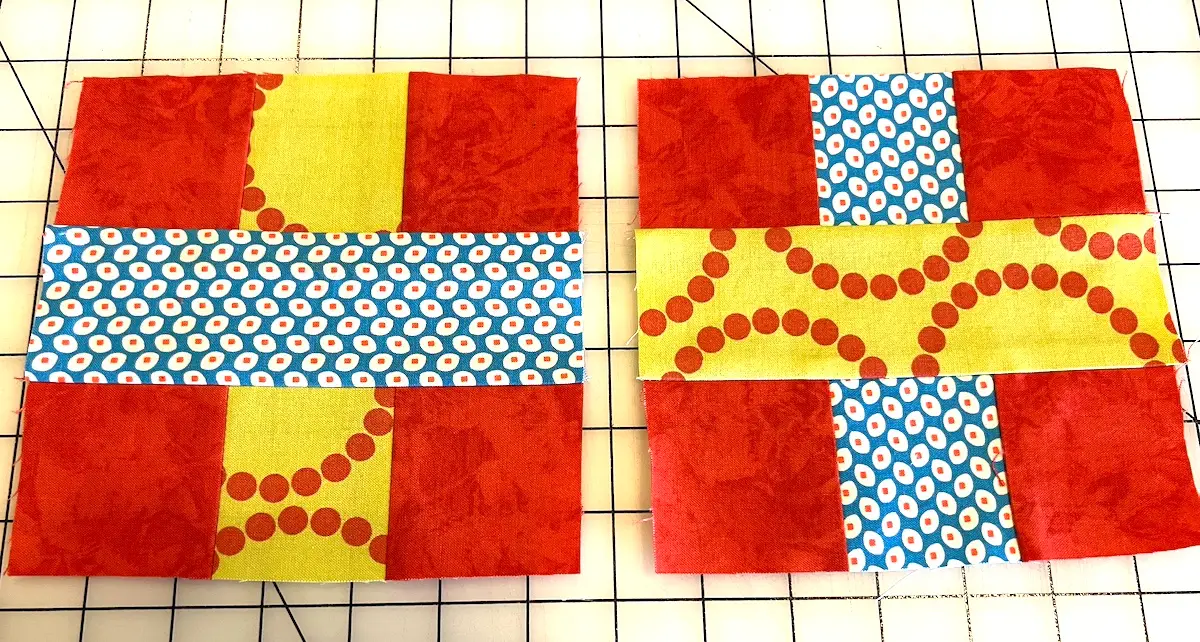 Finished blocks for the 7 patch weave quilt