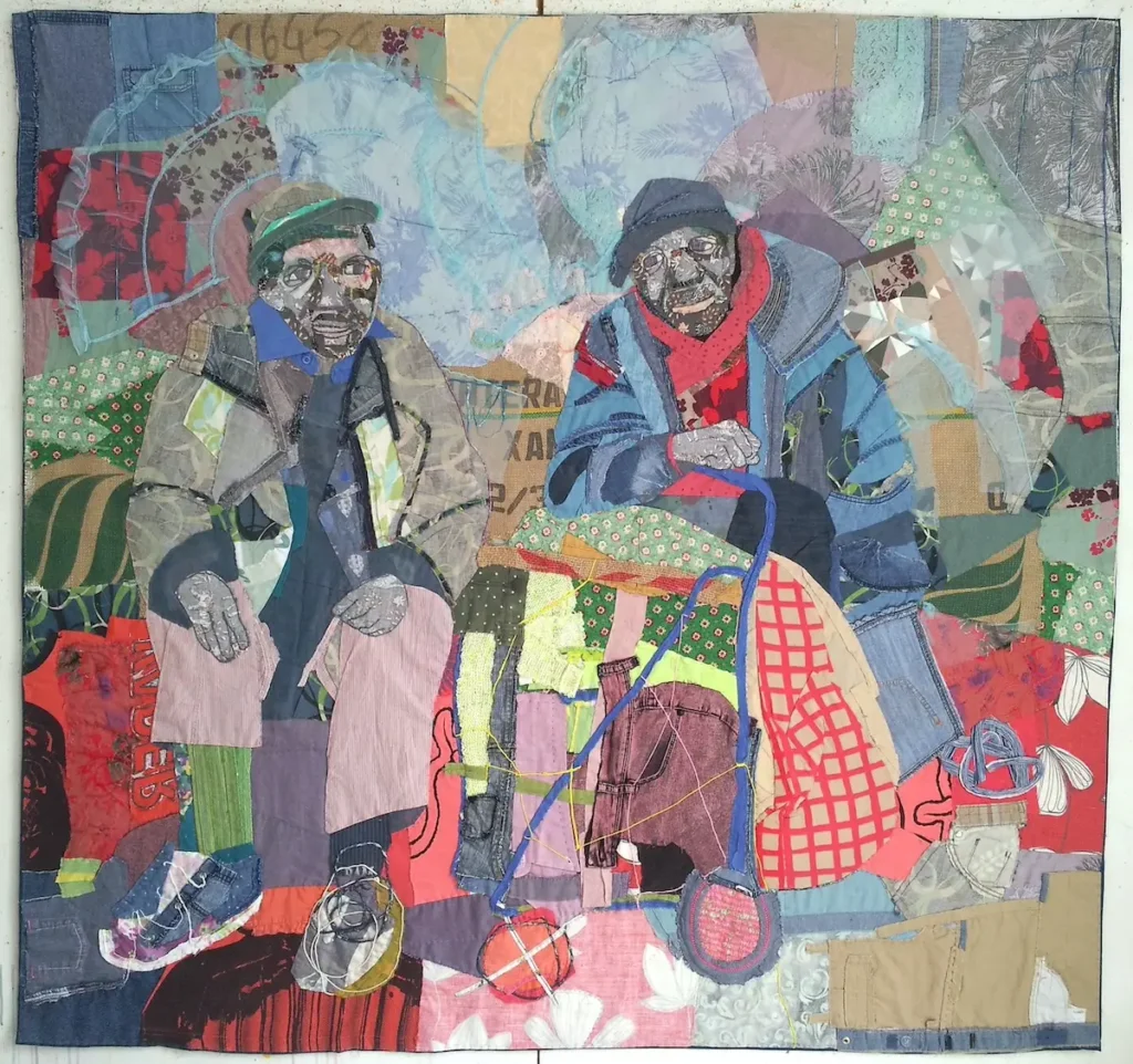 Elmore & Duke Reminiscing fiber art by Anne Smith