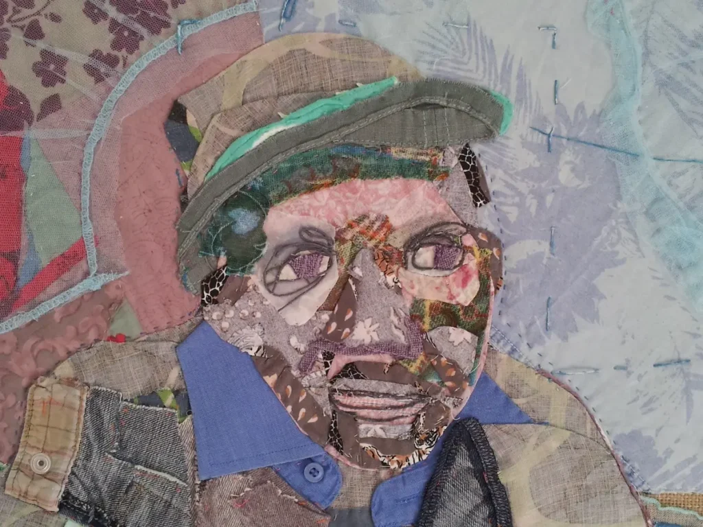 Faces 1 fiber art by Anne Smith