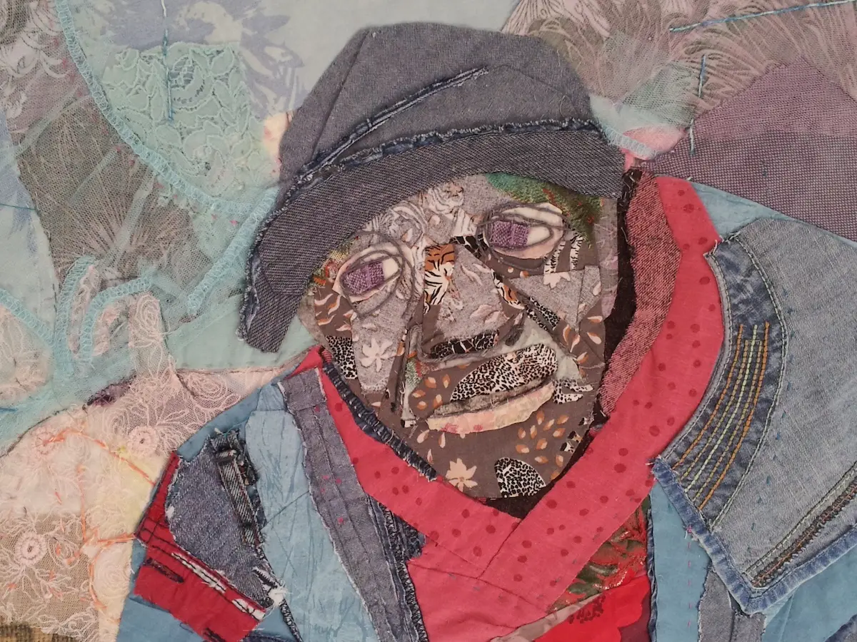 Faces 2 fiber arty by Anne Smith