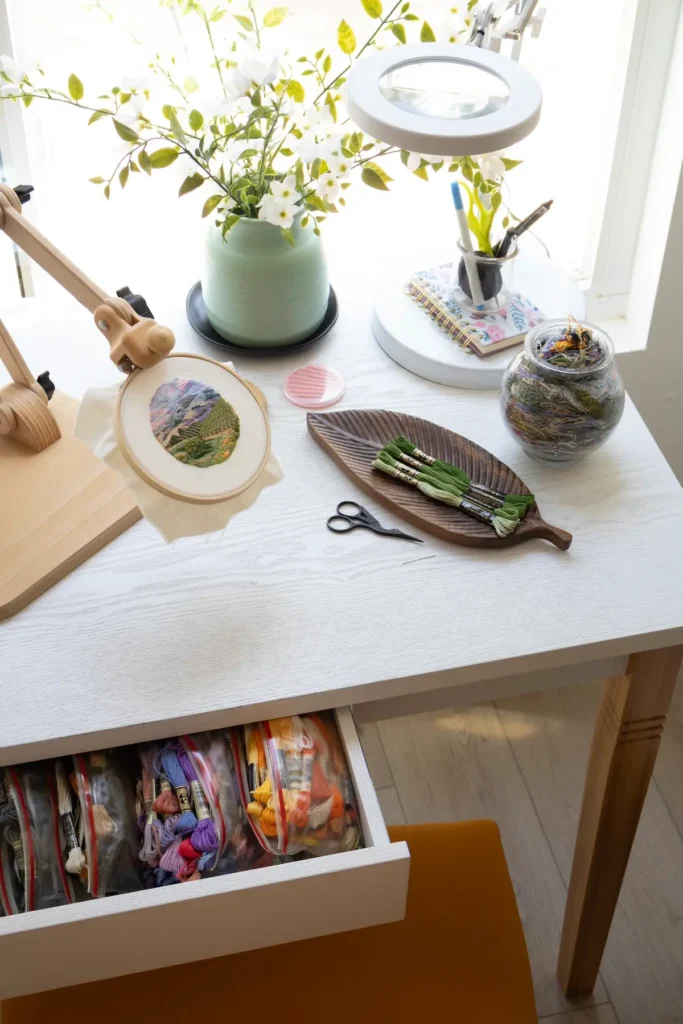 Cassandra Diaz showing her workspace and threads