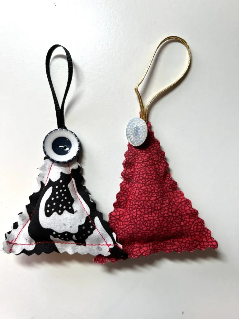 Black and white and red scrappy Christmas ornaments
