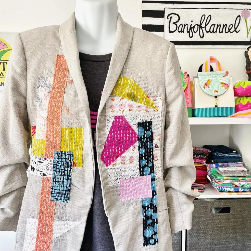 Blazer with Sashiko stitching by Diana Fitzgerald
