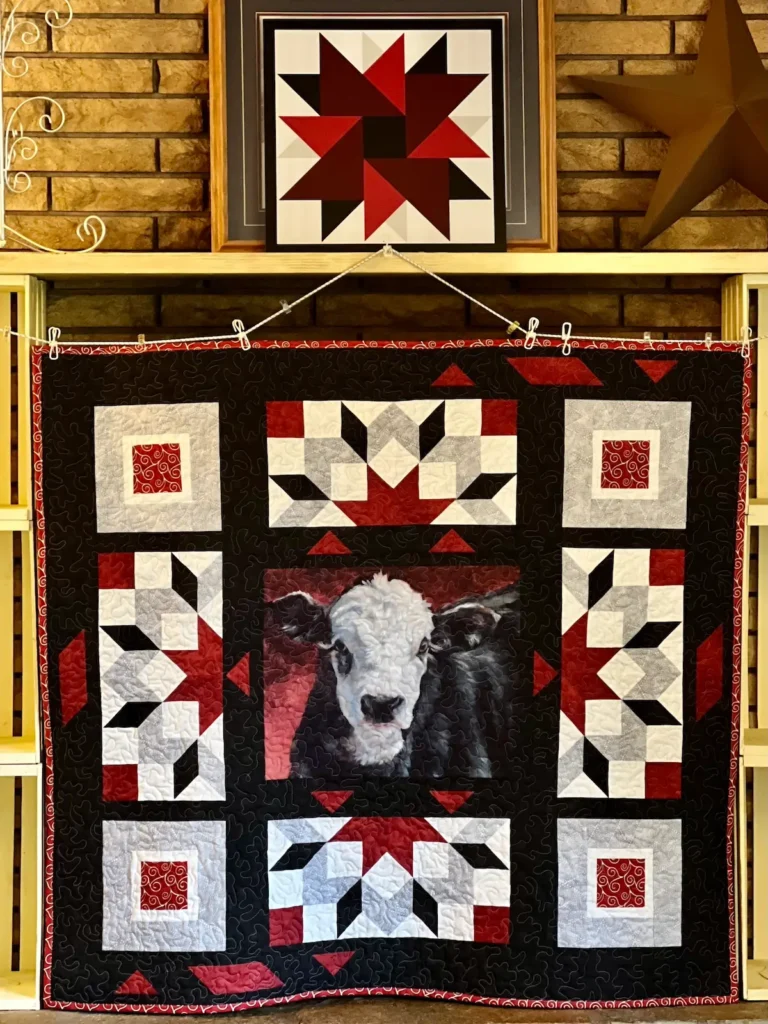 Black Baldies quilt panel by Riley Black made by Monique Arnold