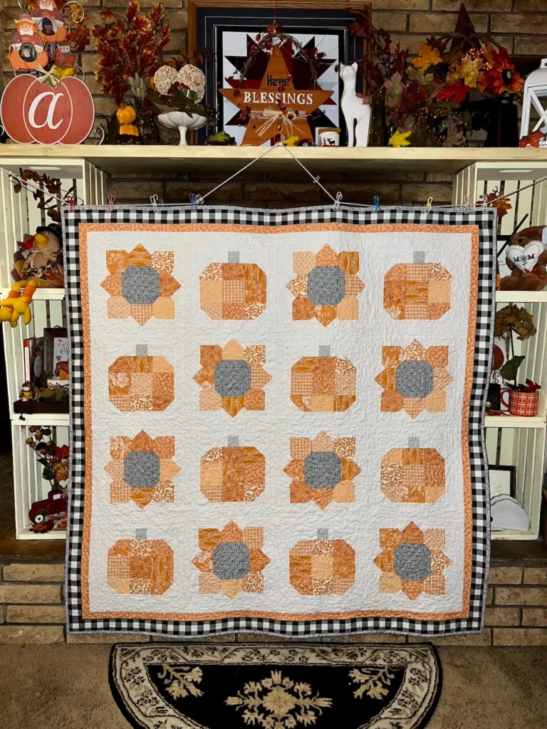 Sunflower and pumpkin quilt by Monique Arnold