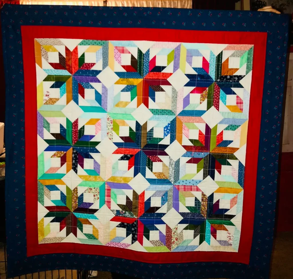 A star quilt made from scraps from making masks by Monique Arnold