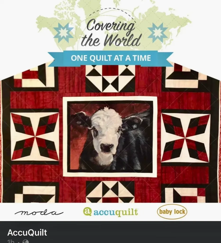 Bald Beauty quilt with the Covering the World logo. Quilt by Monique Arnold