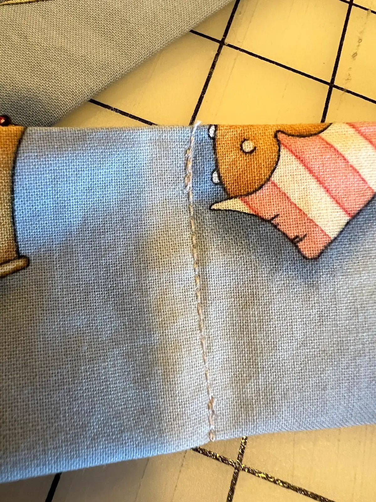 Make sure the double stitch the beginning and end of your seam for the Neck cooling scarf