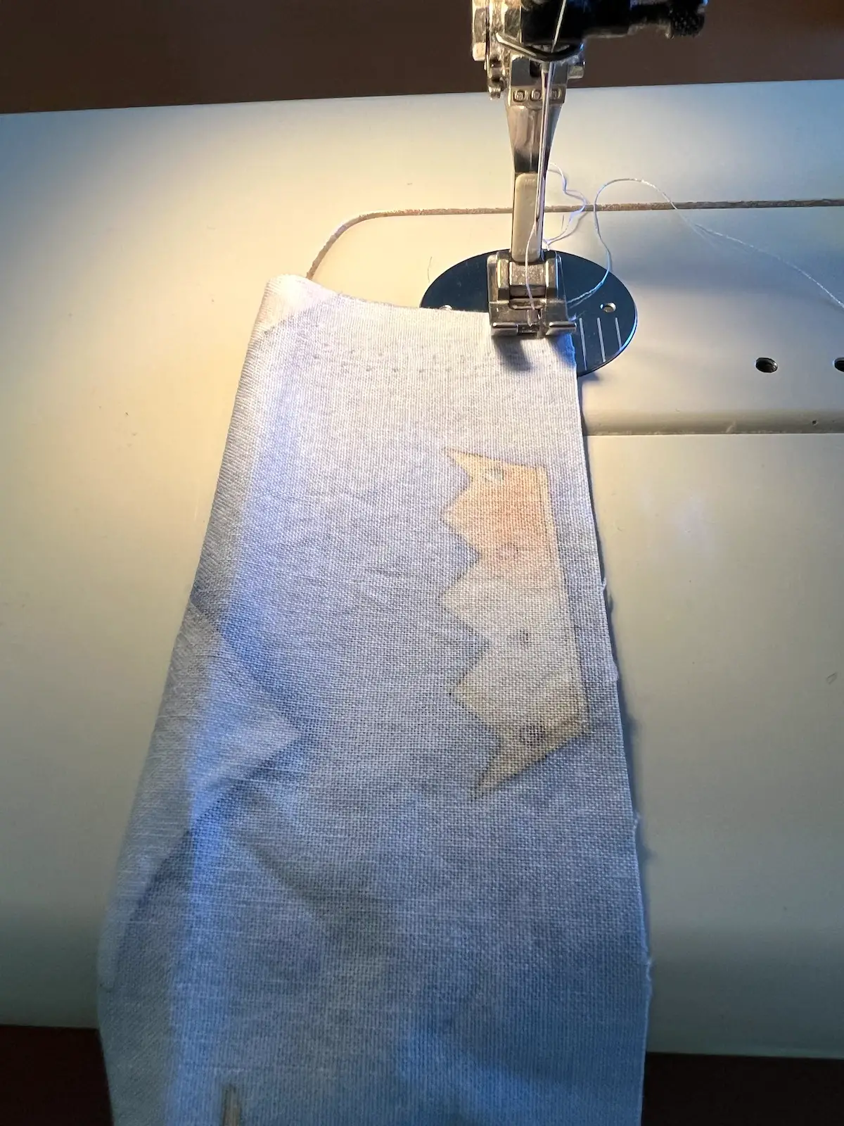 Sew the fabric in half with a quarter inch seam allowance for the Neck cooling scarf