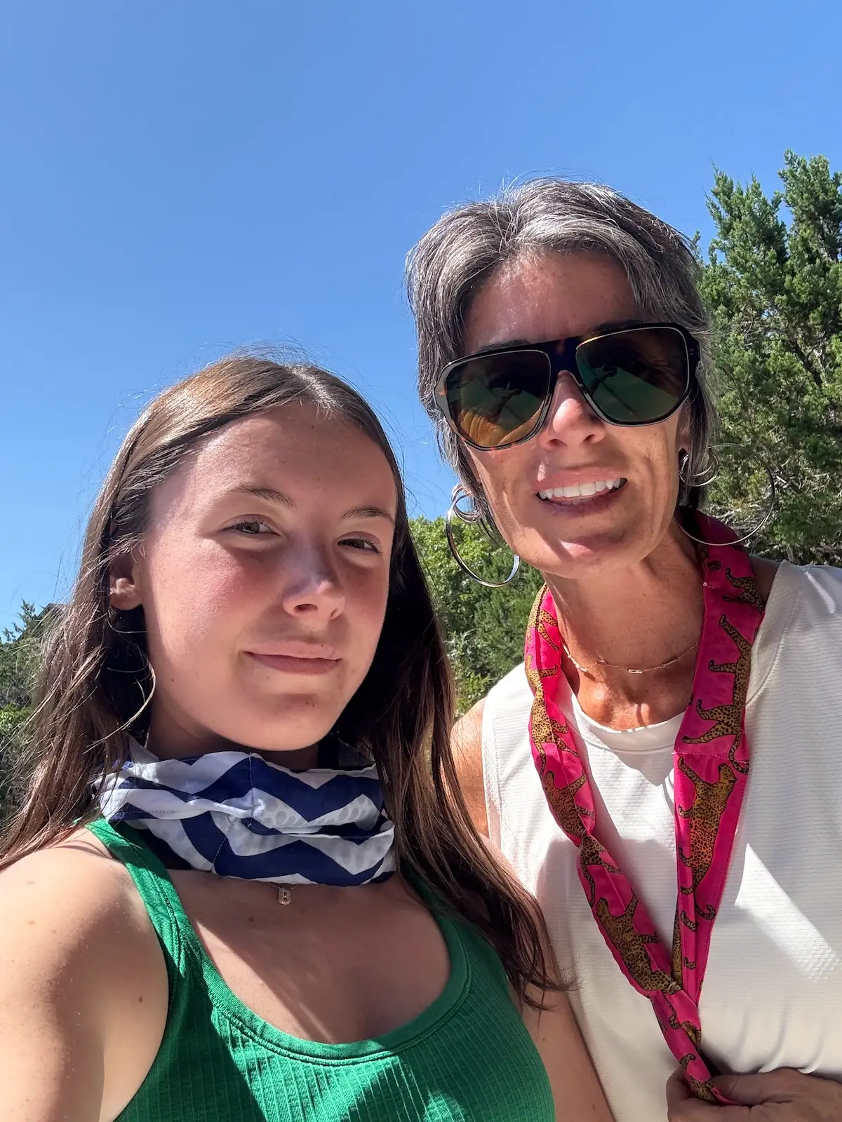 Ashley and Brynley withe their Neck Cooling Wraps