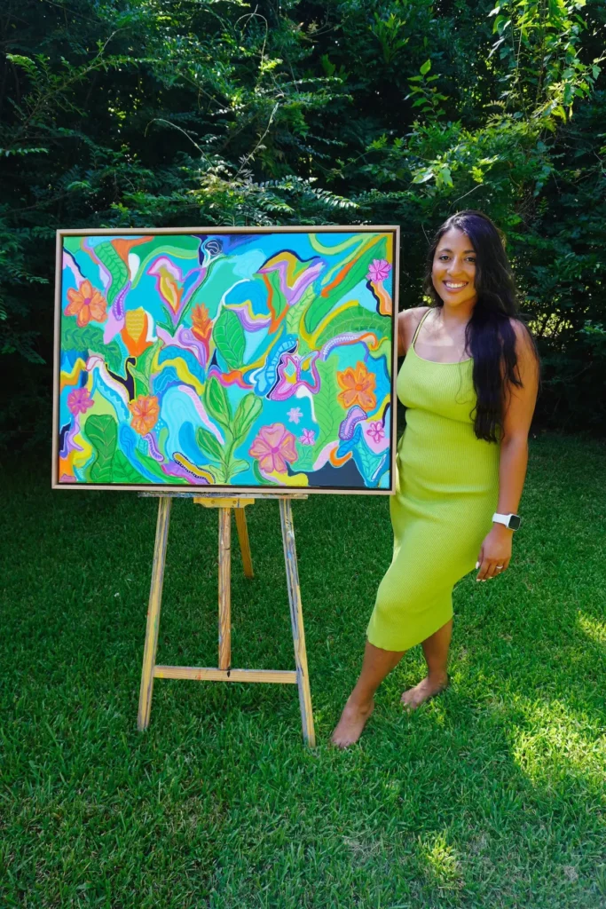 Shira Coward Kelly and a botanical painting