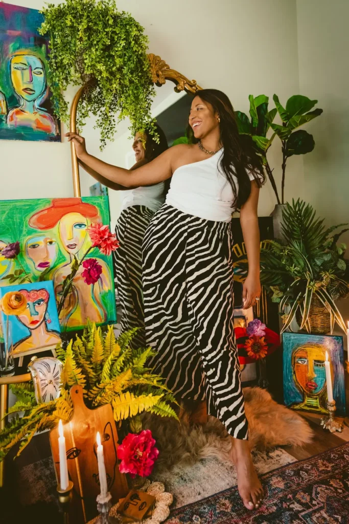 Shira Coward Kelly and some of her paintings