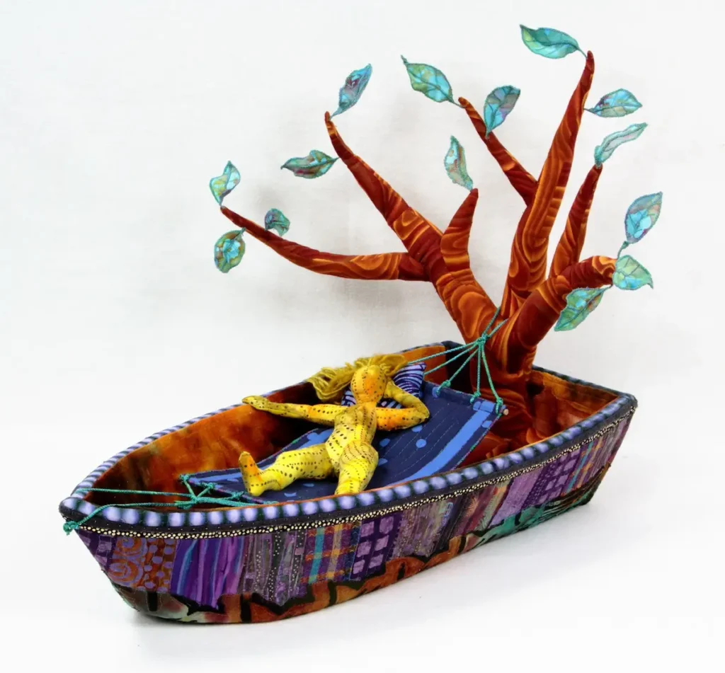 Dream Boat fiber art by Susan Else