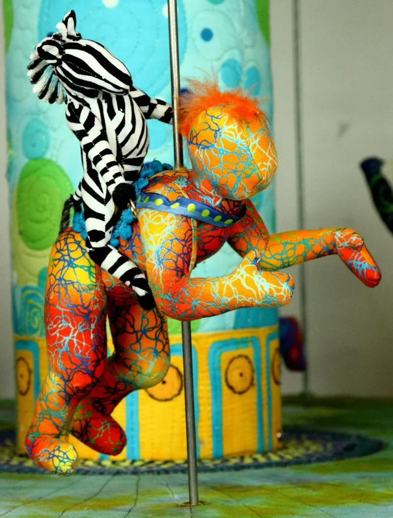 When Ponies dream detail of the fiber art by Susan Else